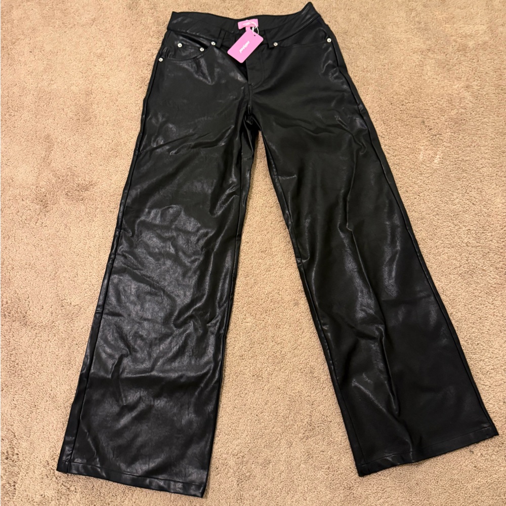 Mid rise leather pants